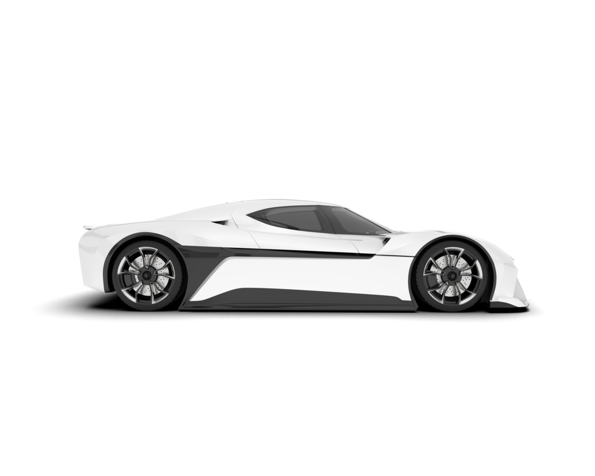 White sport car on transparent background. 3d rendering - illustration png