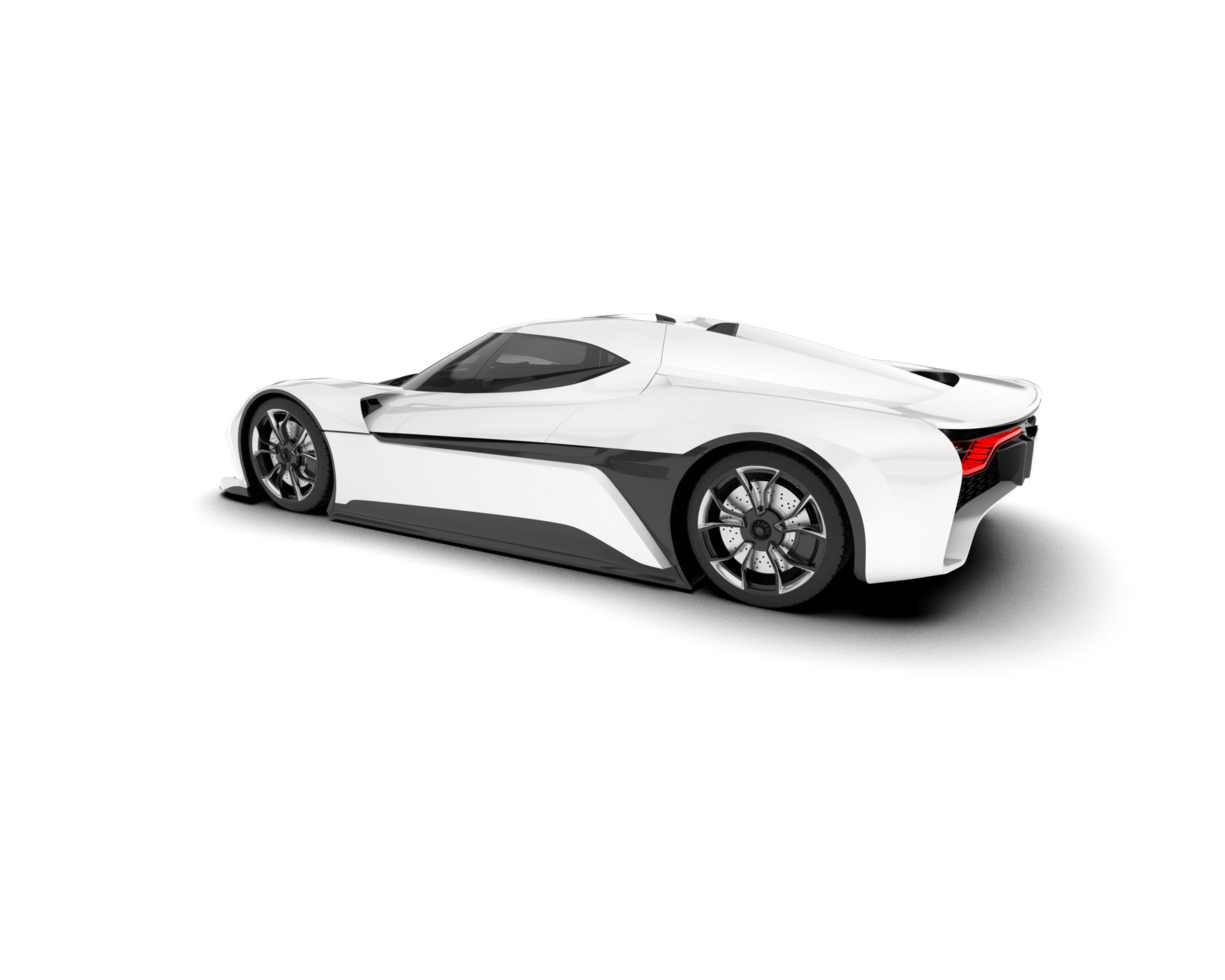 White sport car on transparent background. 3d rendering - illustration png