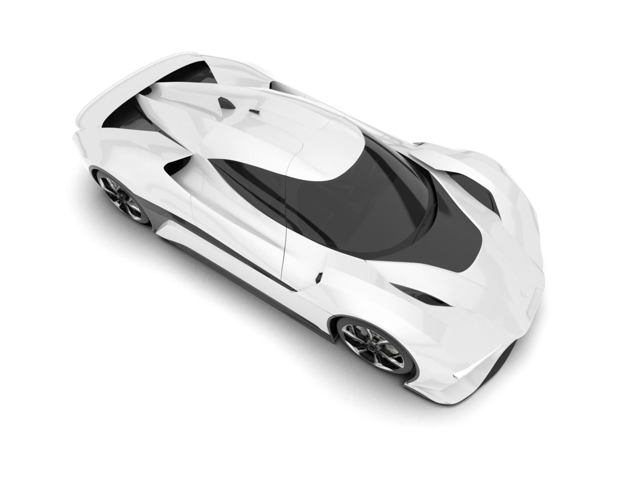 White sport car on transparent background. 3d rendering - illustration png