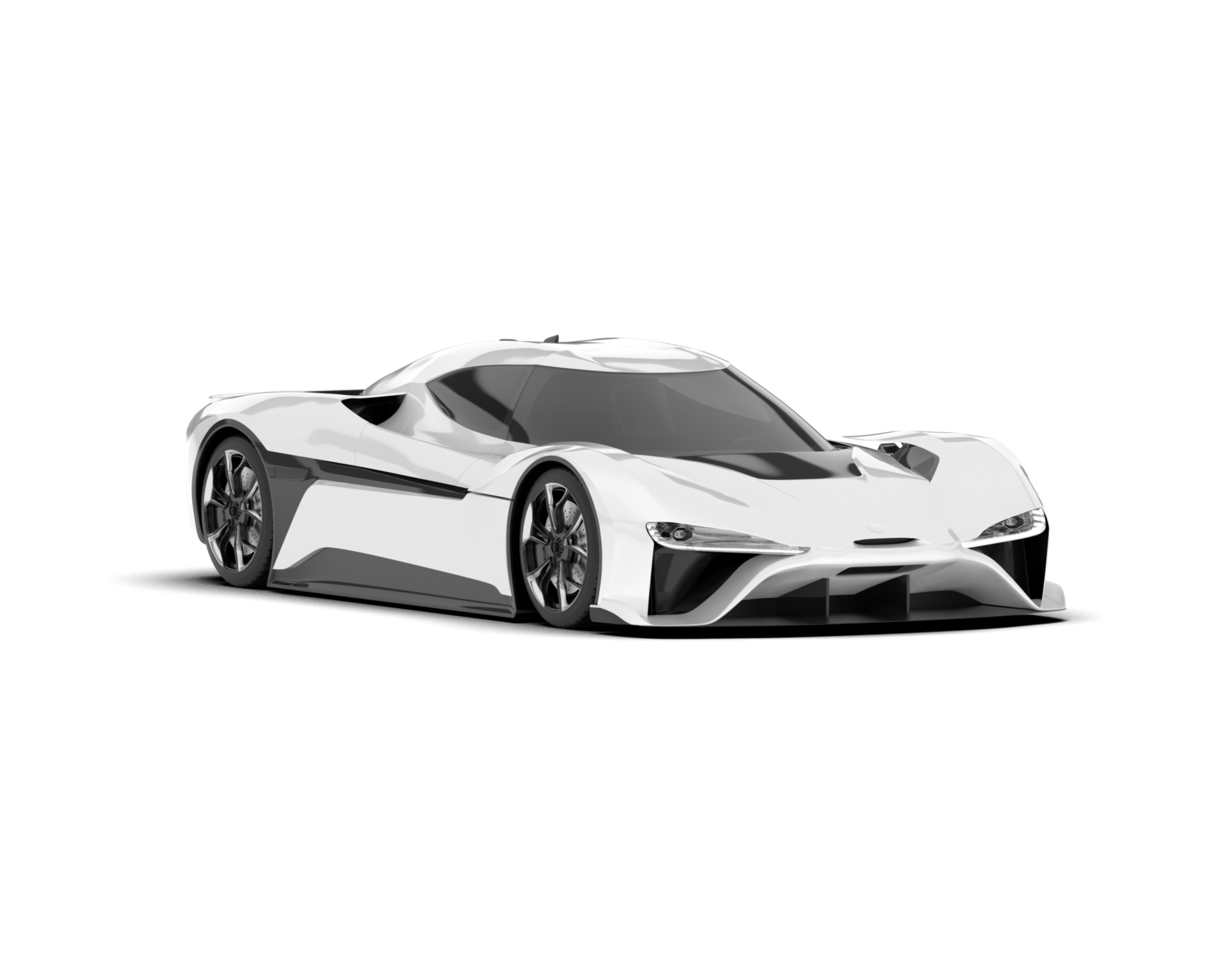 White sport car on transparent background. 3d rendering - illustration png