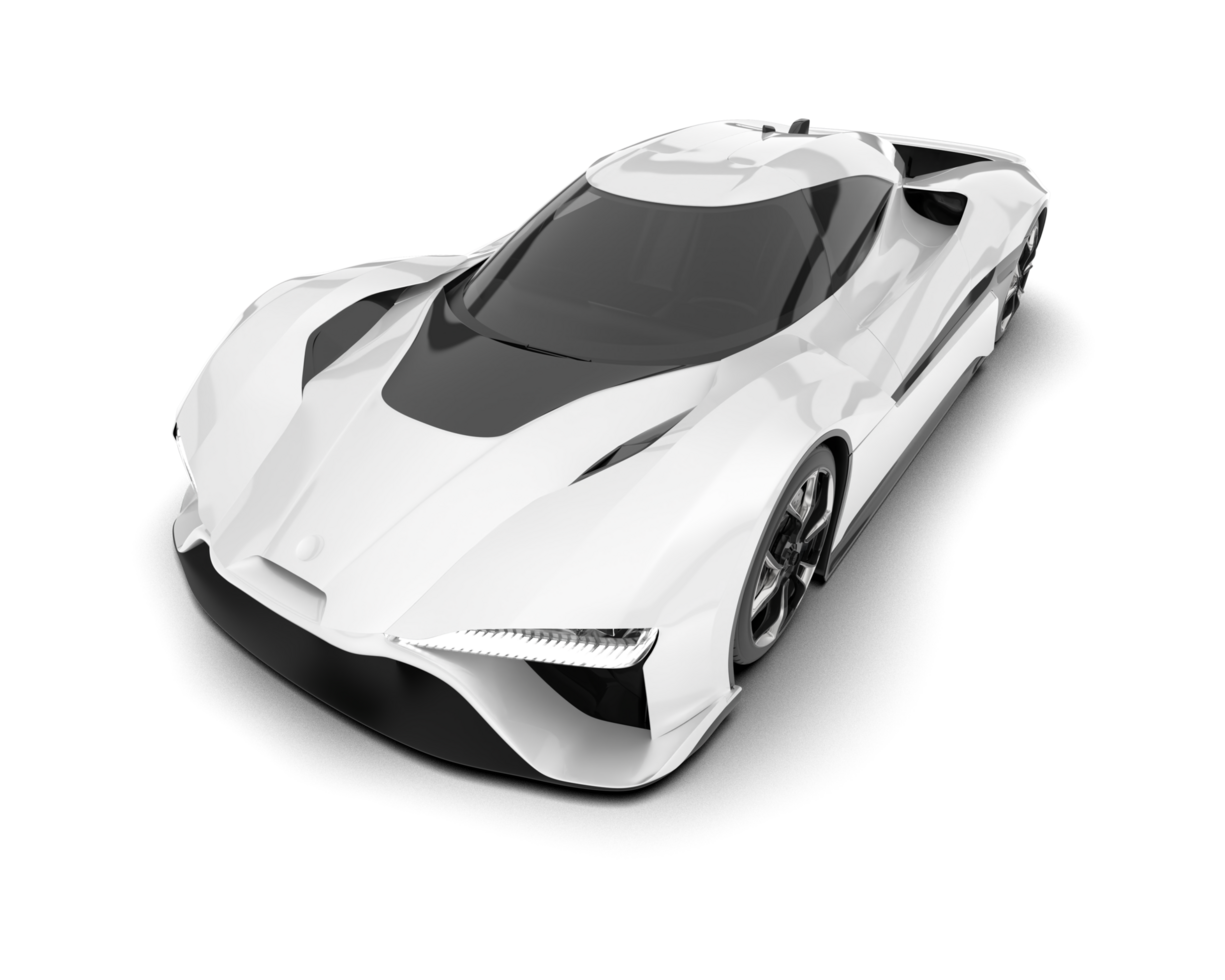 White sport car on transparent background. 3d rendering - illustration png