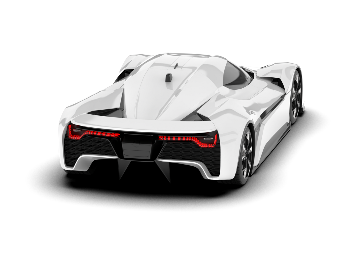 White sport car on transparent background. 3d rendering - illustration png