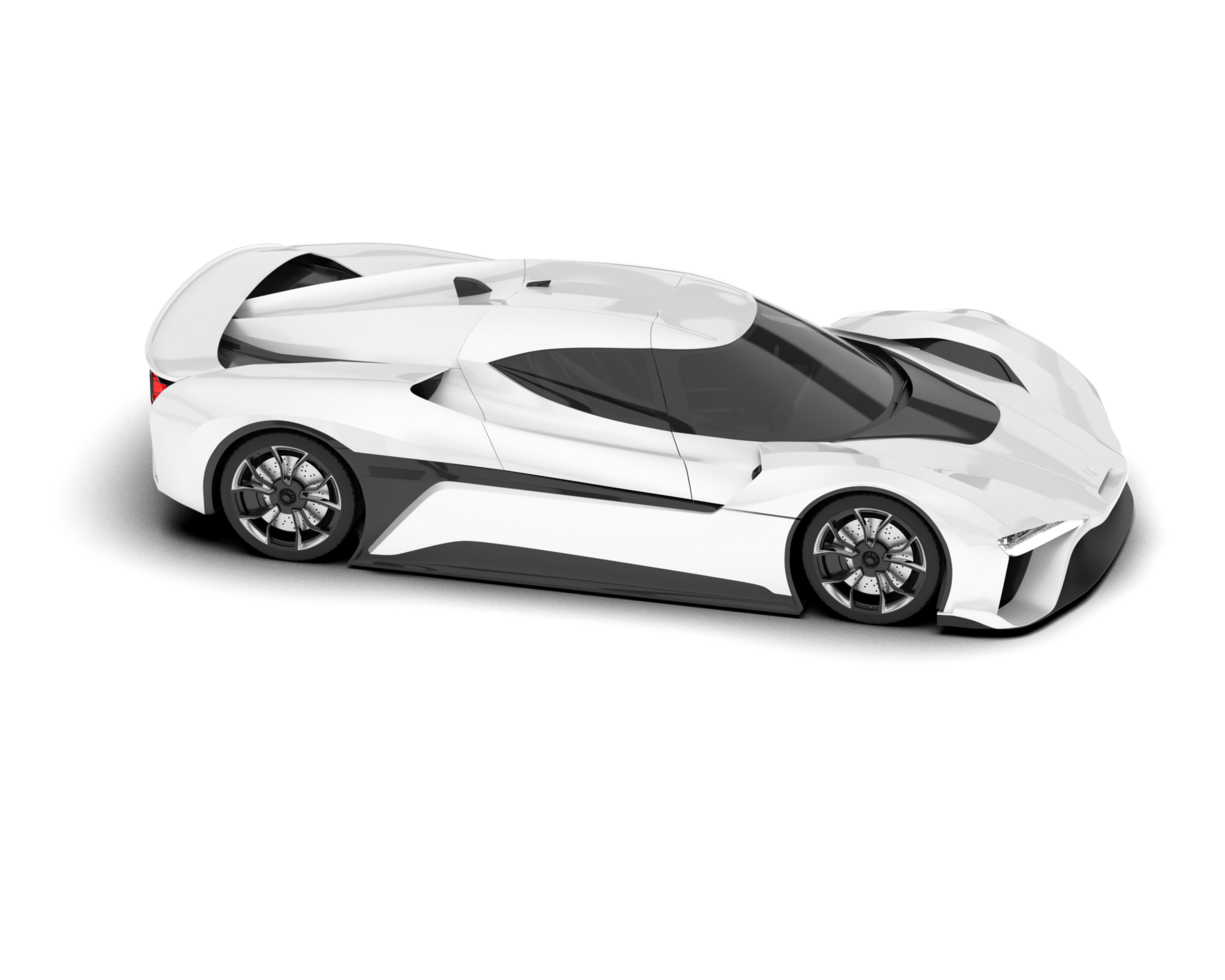 White sport car on transparent background. 3d rendering - illustration png