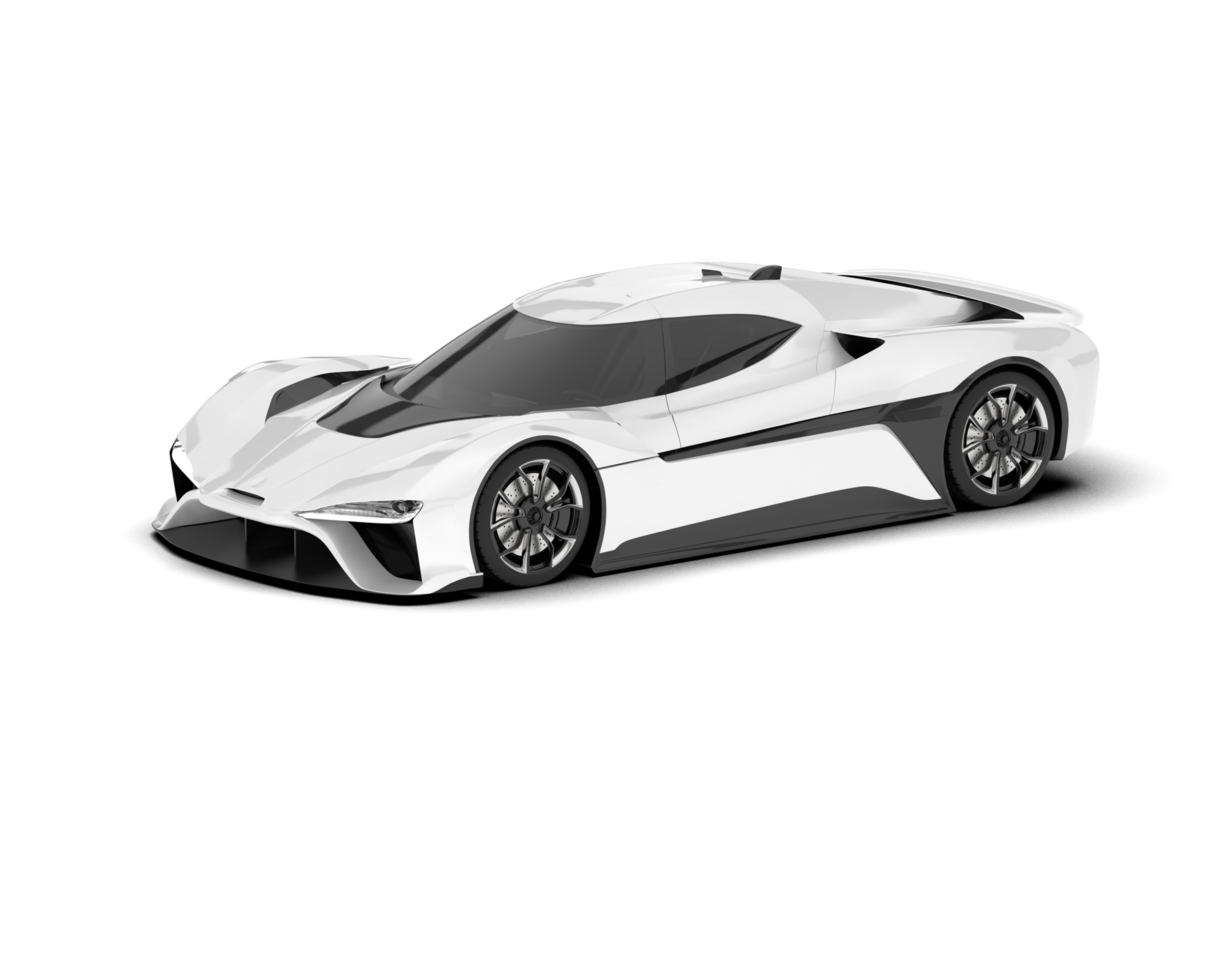 White sport car on transparent background. 3d rendering - illustration png