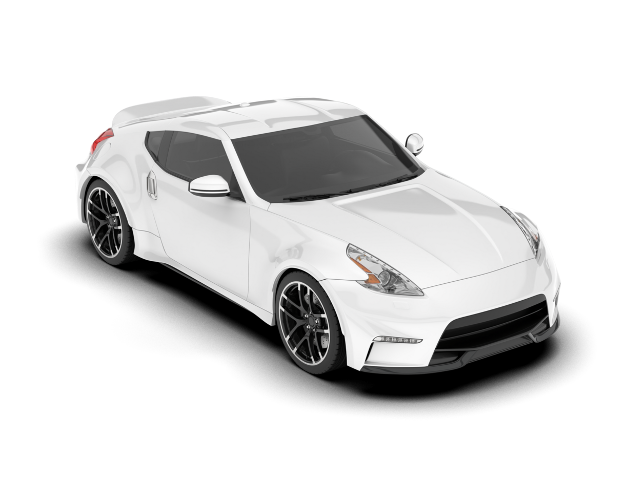 White sport car on transparent background. 3d rendering - illustration png