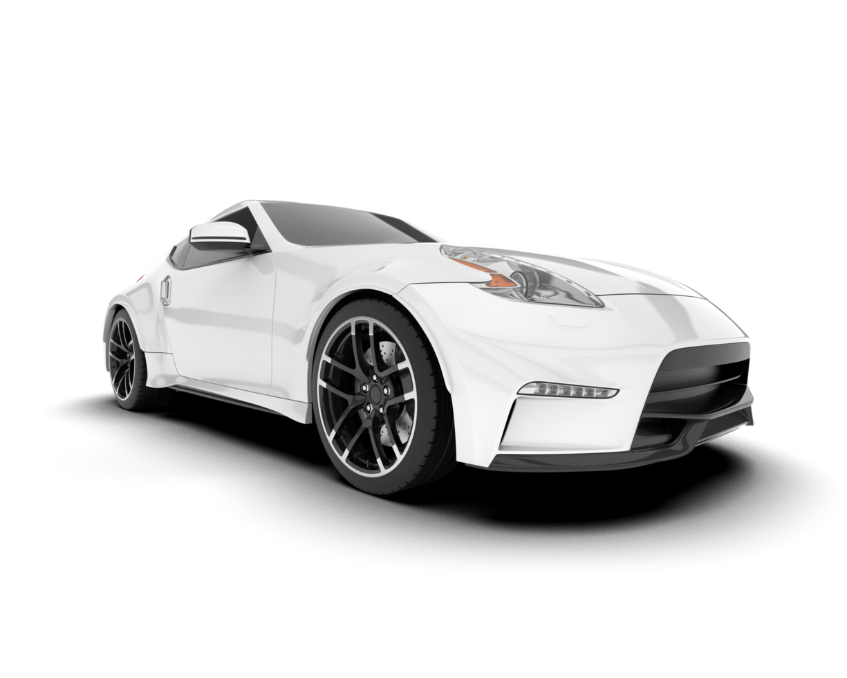 White sport car on transparent background. 3d rendering - illustration png