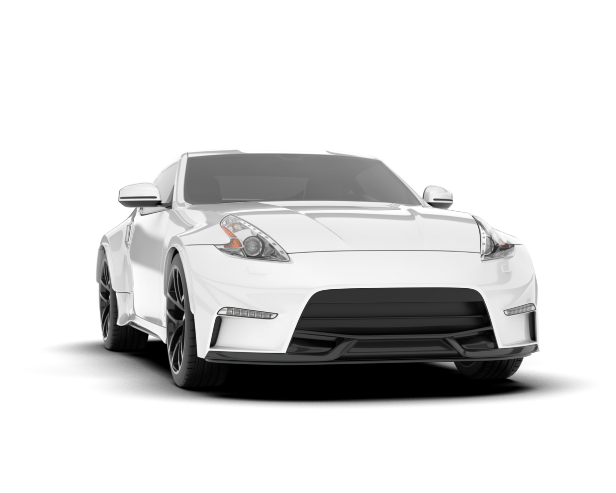 White sport car on transparent background. 3d rendering - illustration png