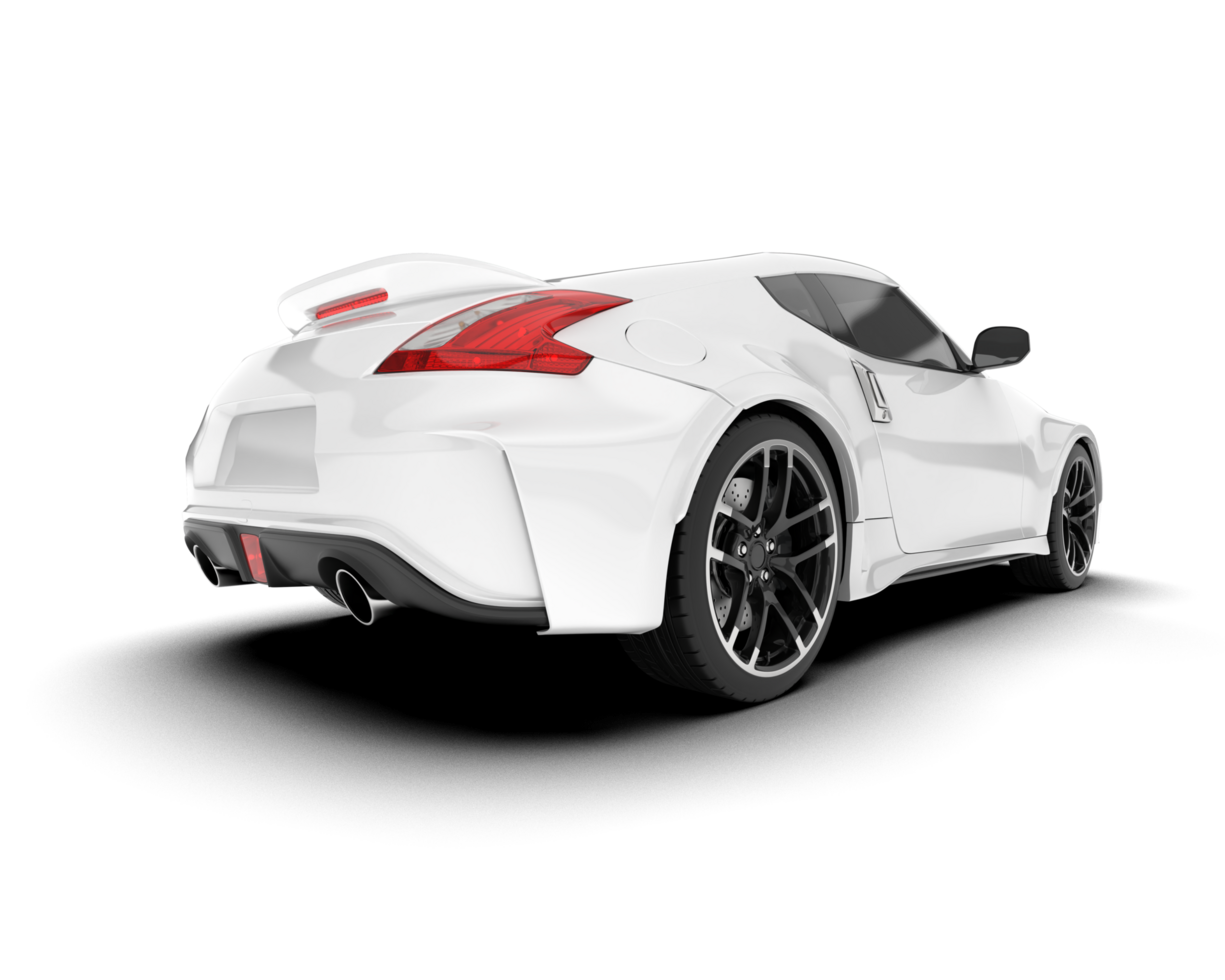 White sport car on transparent background. 3d rendering - illustration png