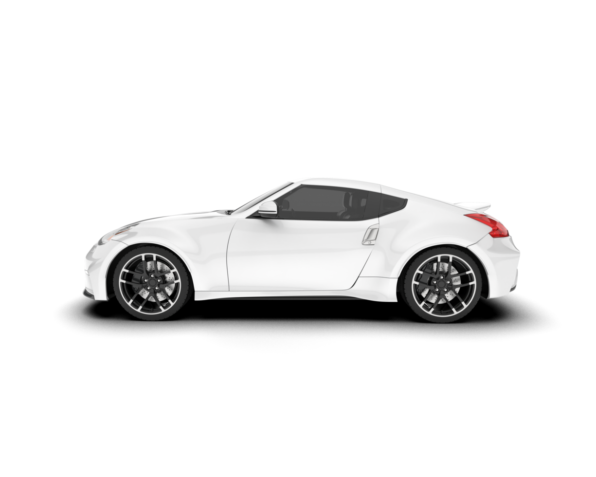 White sport car on transparent background. 3d rendering - illustration png