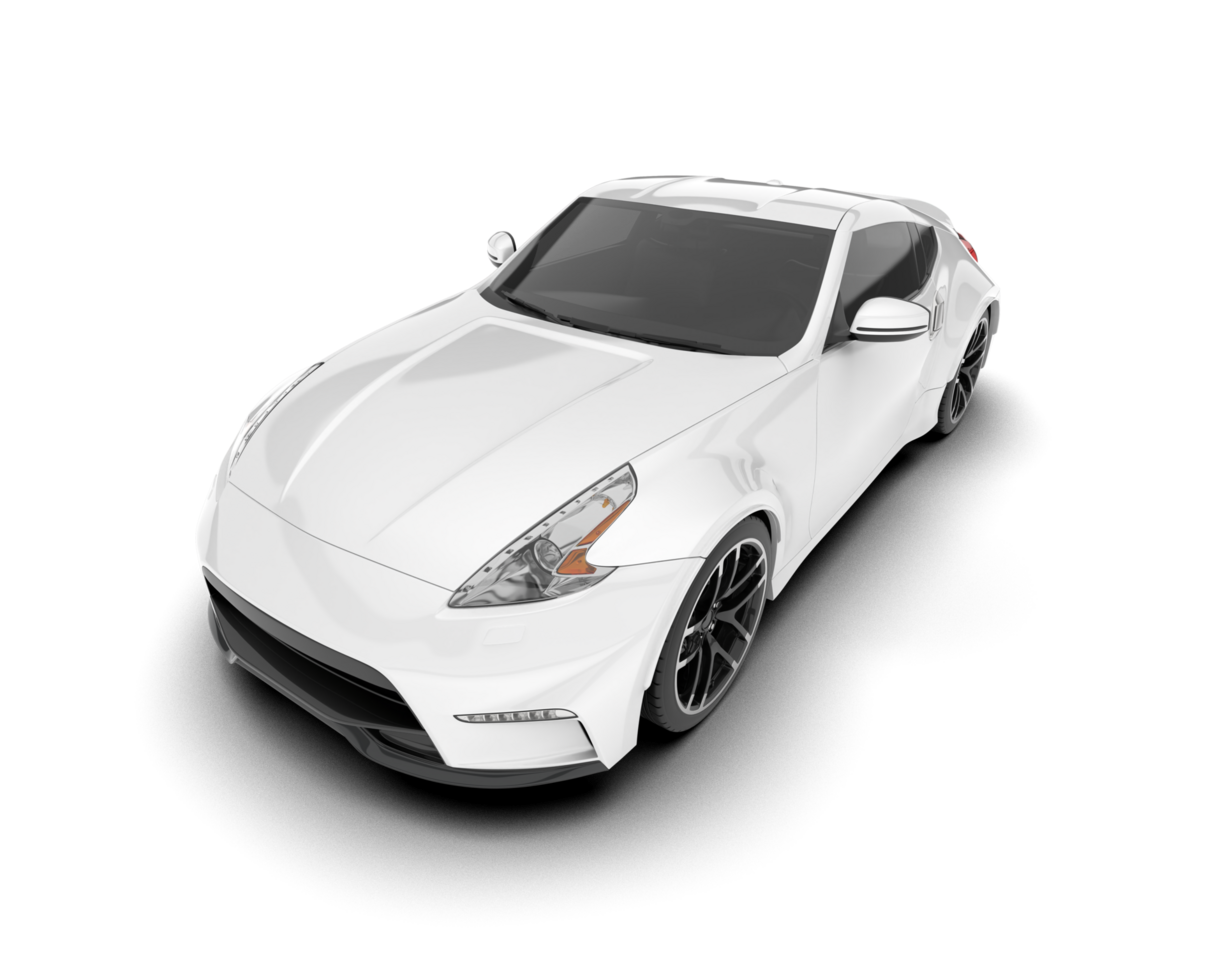 White sport car on transparent background. 3d rendering - illustration png