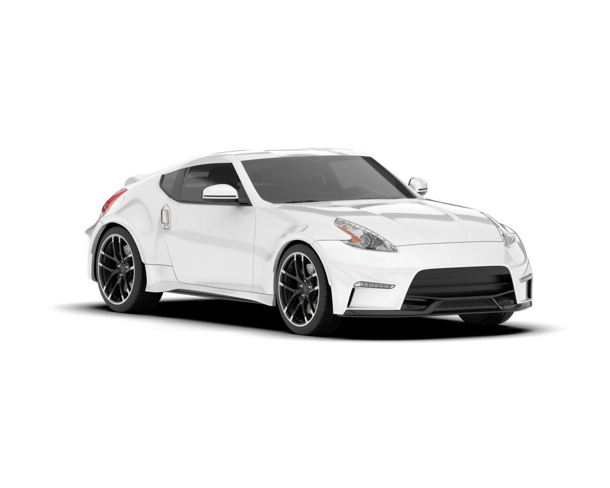 White sport car on transparent background. 3d rendering - illustration png