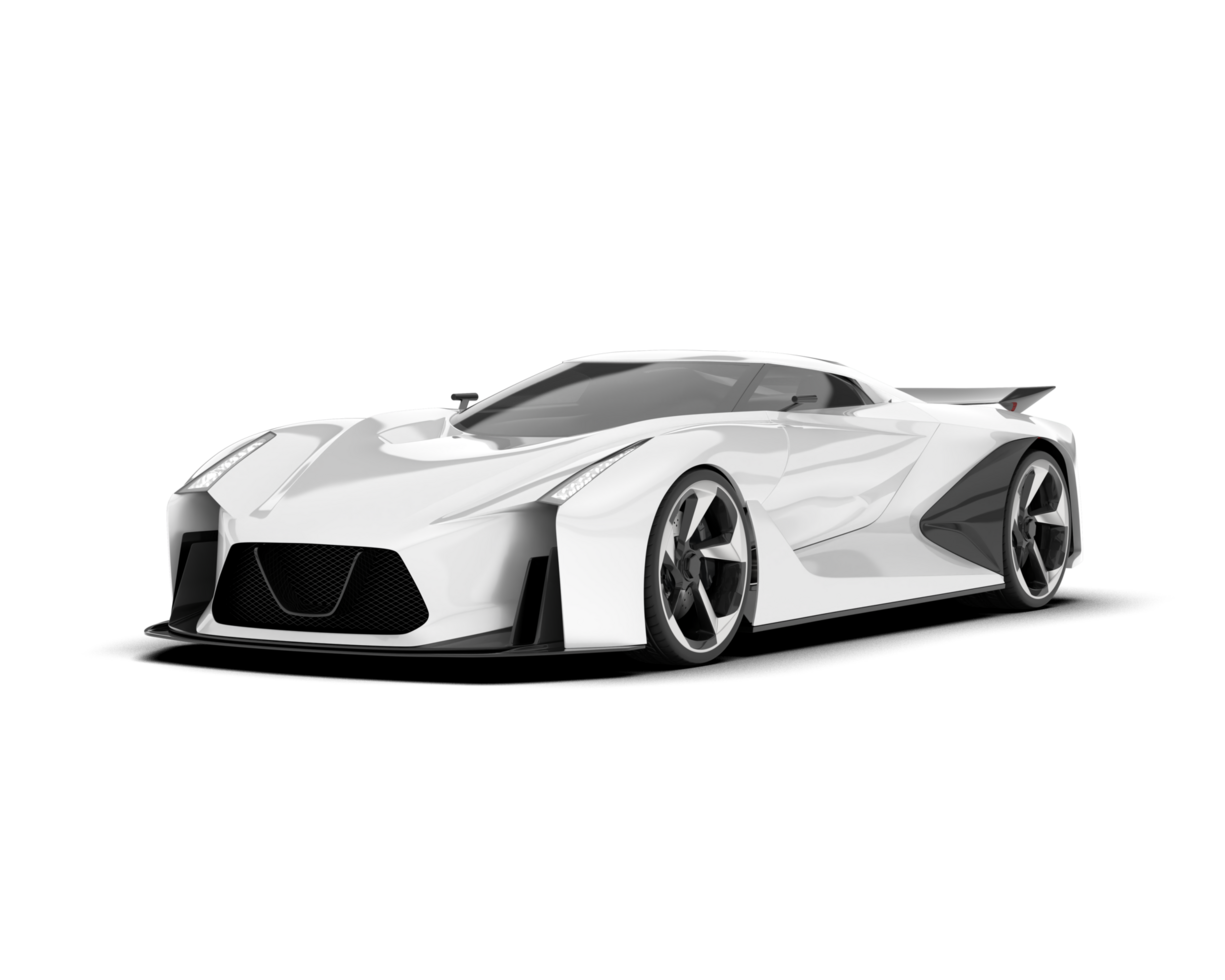 White sport car on transparent background. 3d rendering - illustration png
