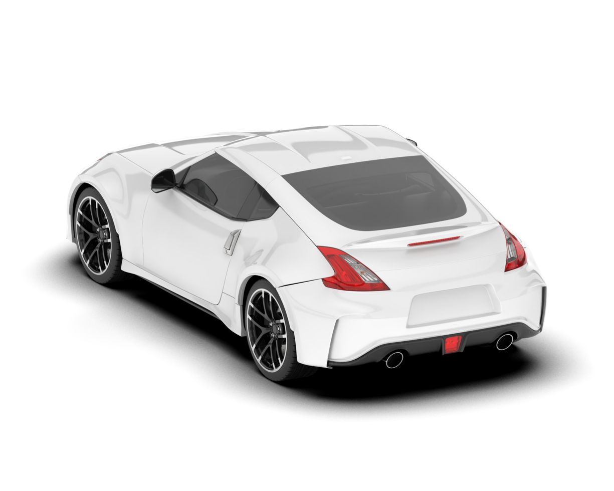 White sport car on transparent background. 3d rendering - illustration png