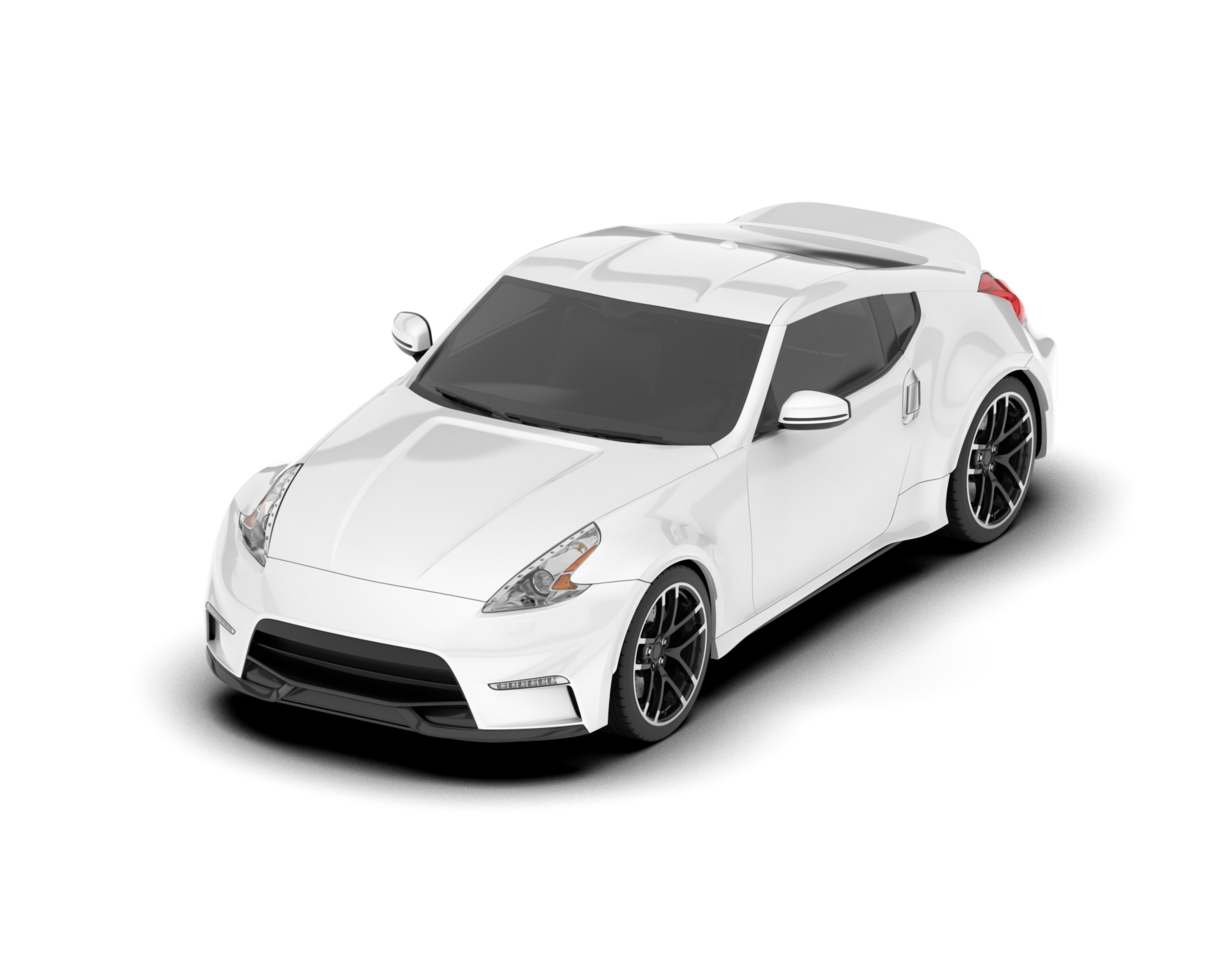 White sport car on transparent background. 3d rendering - illustration png