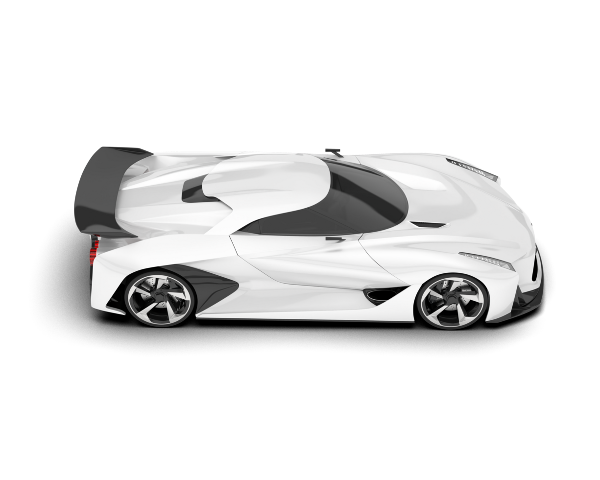 White sport car on transparent background. 3d rendering - illustration png