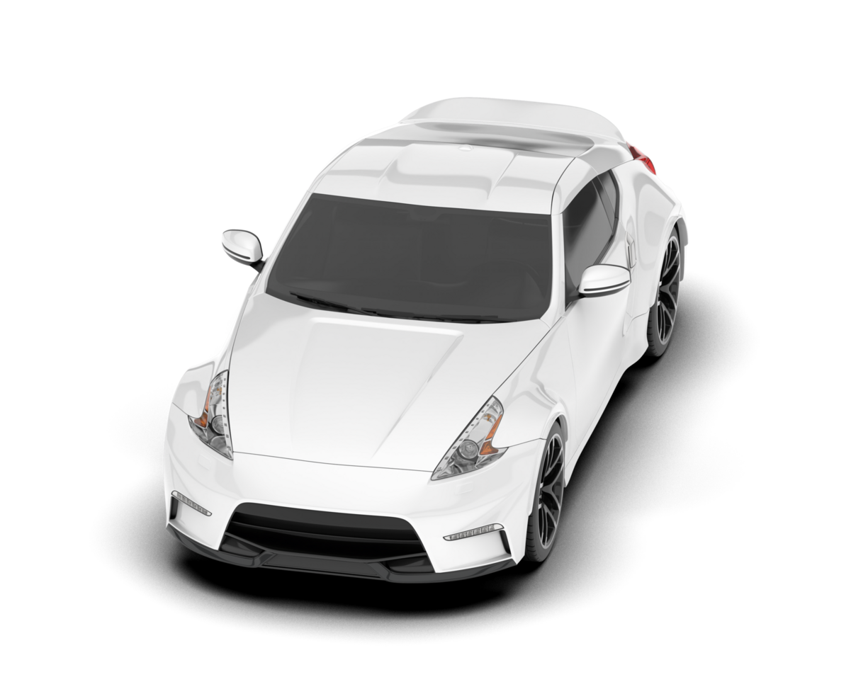 White sport car on transparent background. 3d rendering - illustration png