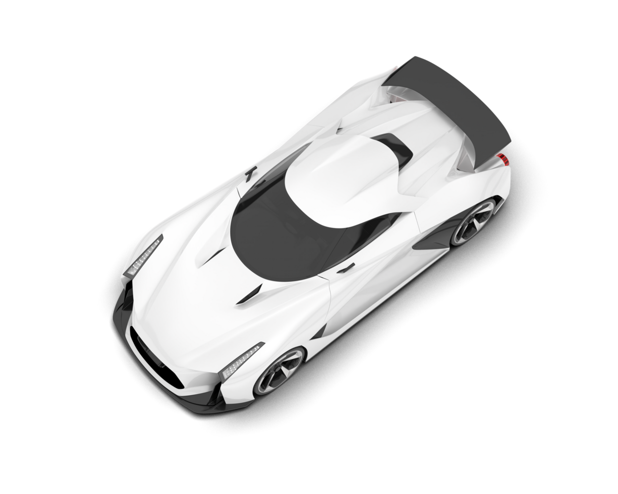White sport car on transparent background. 3d rendering - illustration png