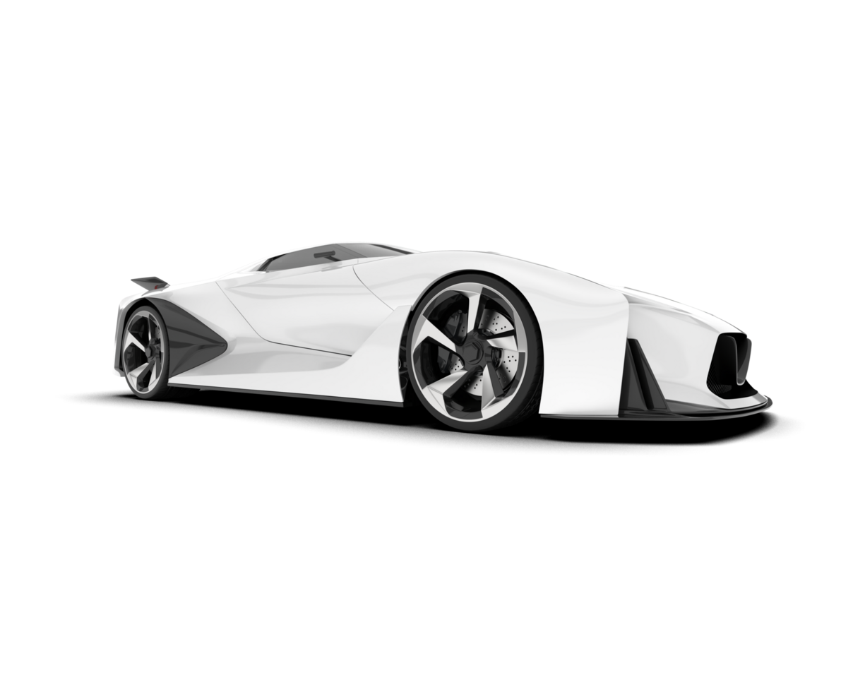 White sport car on transparent background. 3d rendering - illustration png