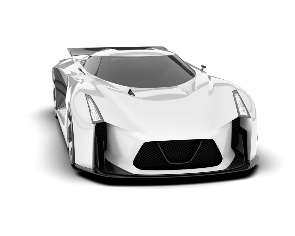 White sport car on transparent background. 3d rendering - illustration png
