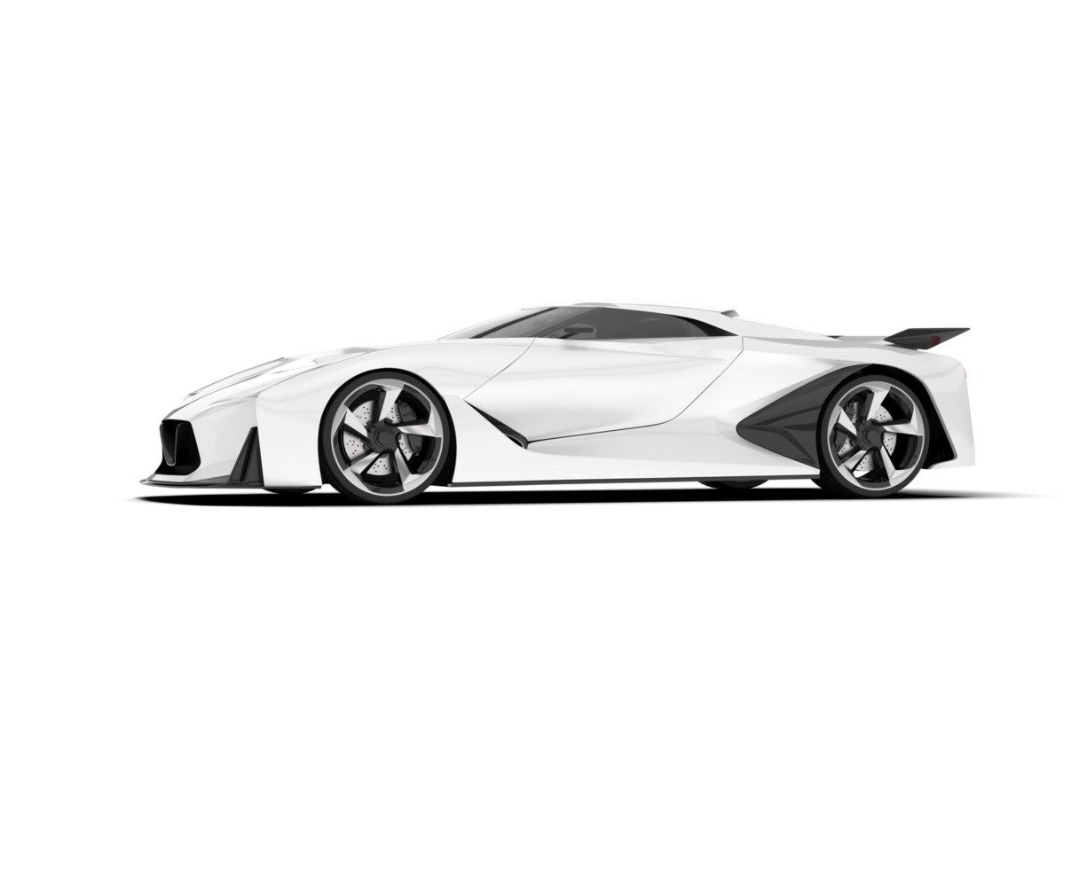 White sport car on transparent background. 3d rendering - illustration png