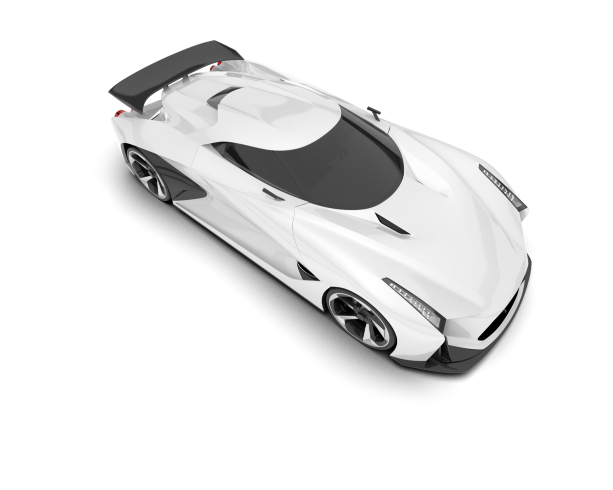 White sport car on transparent background. 3d rendering - illustration png