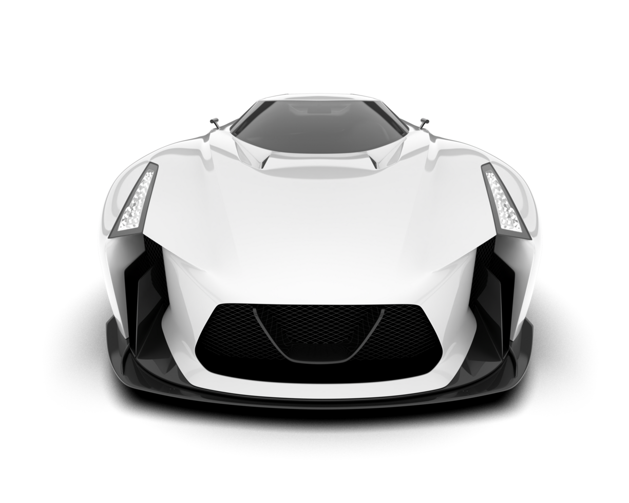 White sport car on transparent background. 3d rendering - illustration png