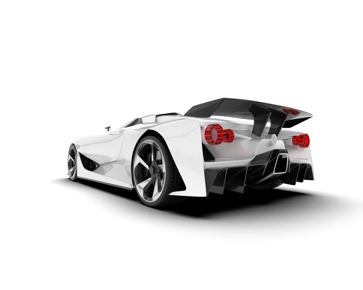 White sport car on transparent background. 3d rendering - illustration png