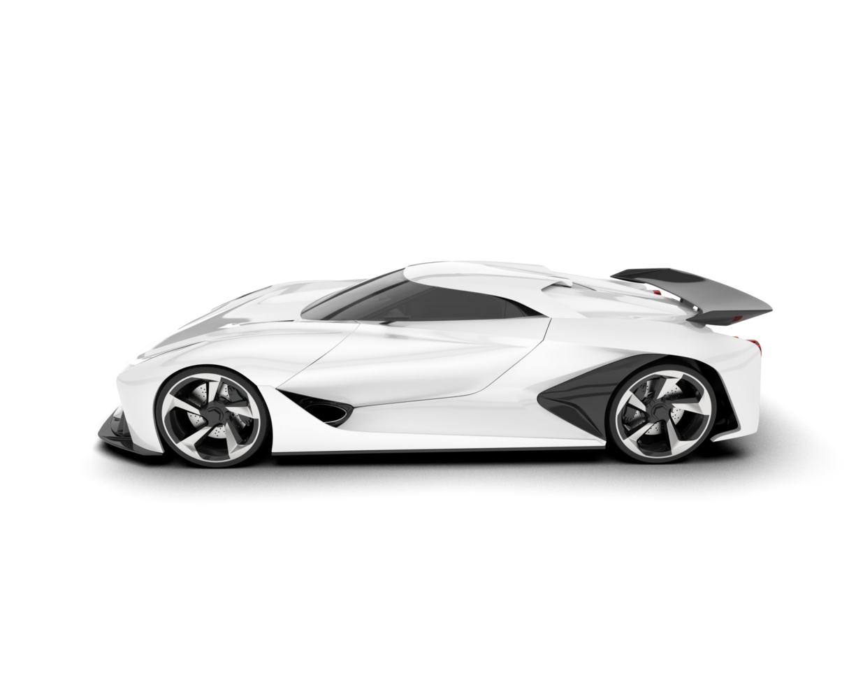 White sport car on transparent background. 3d rendering - illustration png