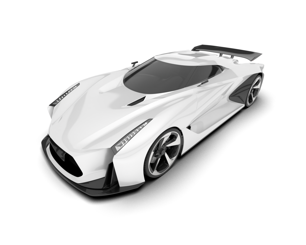 White sport car on transparent background. 3d rendering - illustration png