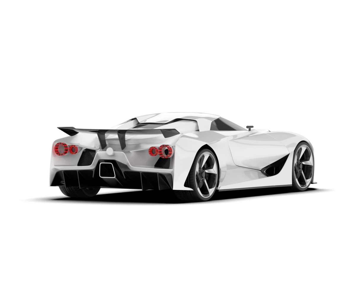 White sport car on transparent background. 3d rendering - illustration png