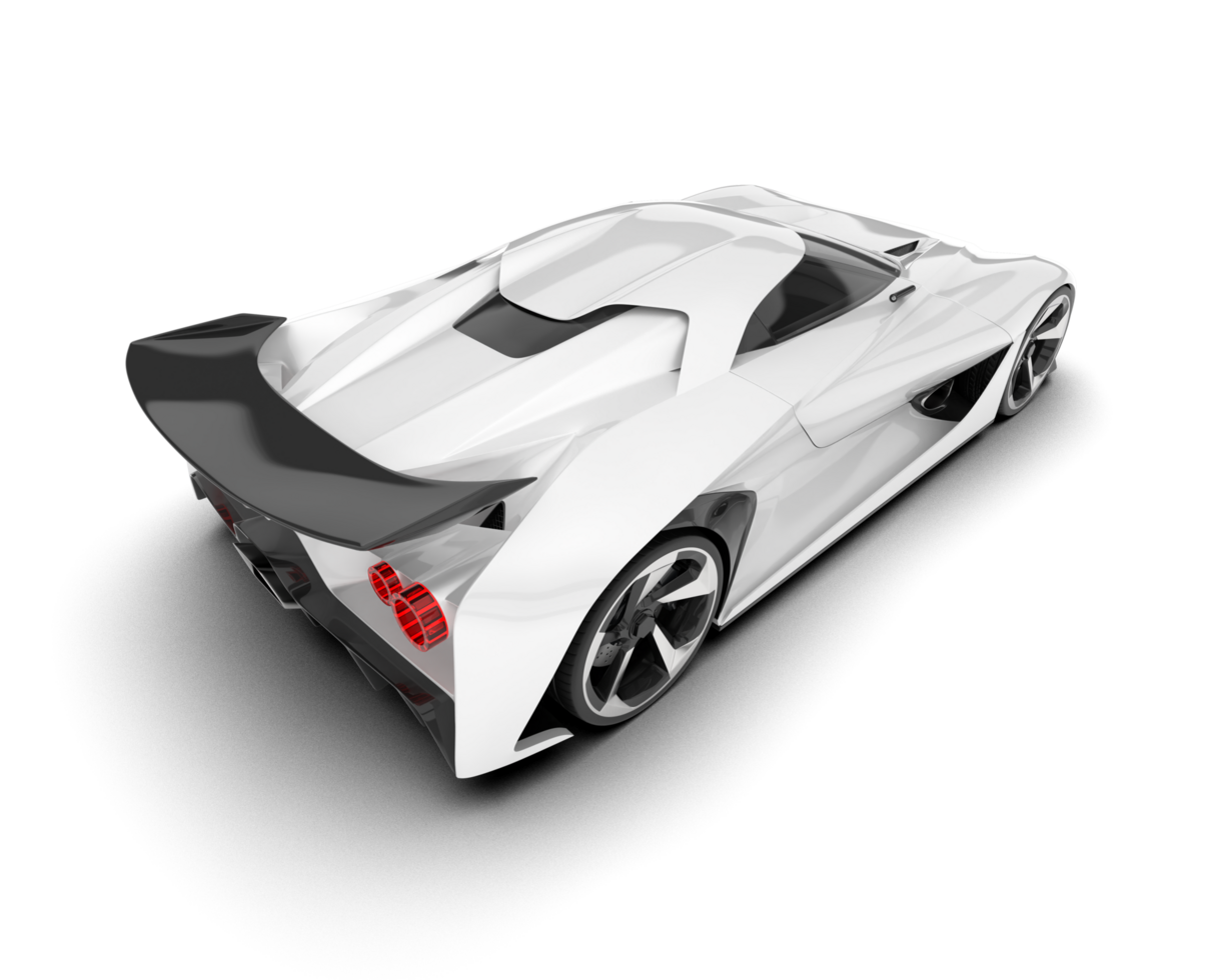 White sport car on transparent background. 3d rendering - illustration png