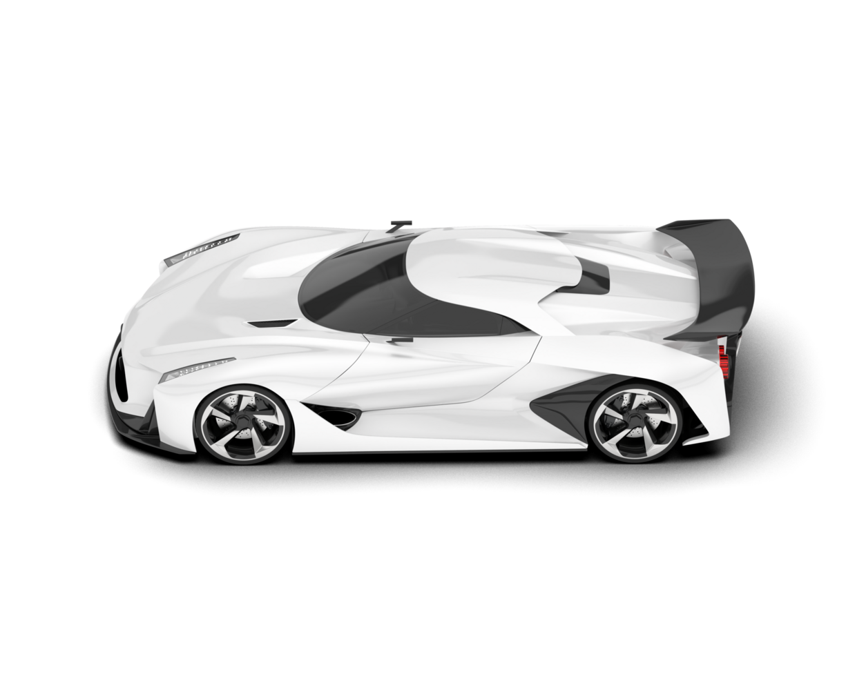 White sport car on transparent background. 3d rendering - illustration png