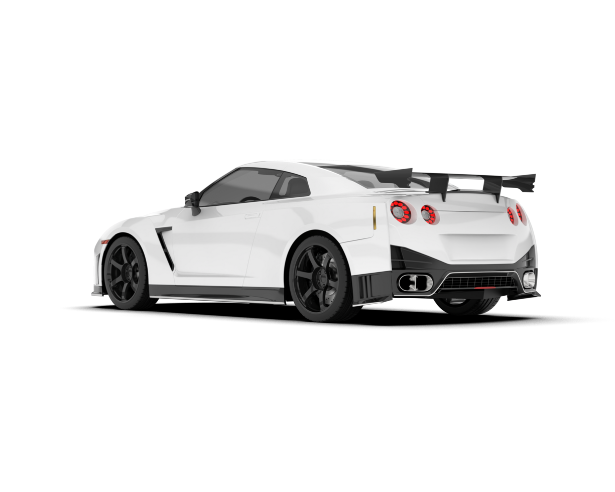 White sport car on transparent background. 3d rendering - illustration png