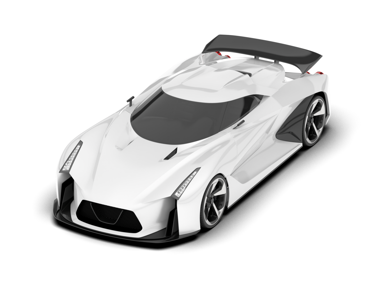 White sport car on transparent background. 3d rendering - illustration png