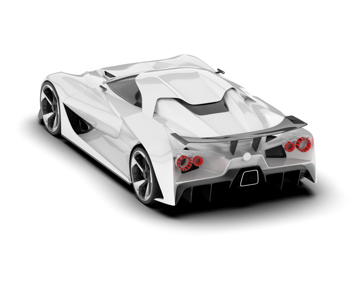 White sport car on transparent background. 3d rendering - illustration png
