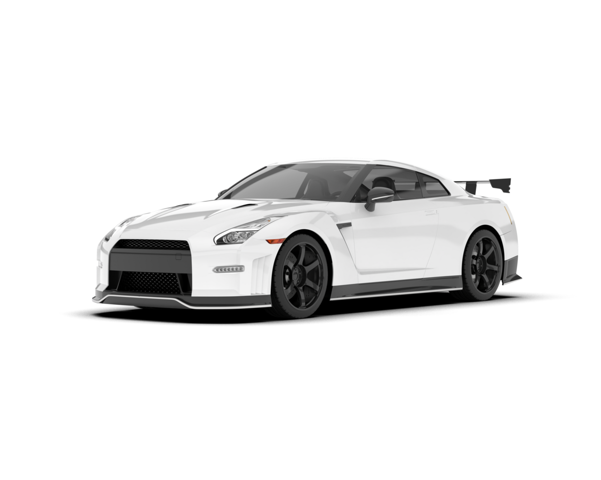 White sport car on transparent background. 3d rendering - illustration png