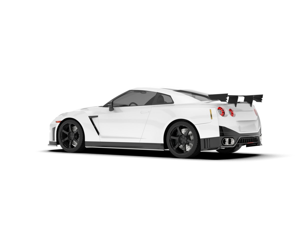 White sport car on transparent background. 3d rendering - illustration png