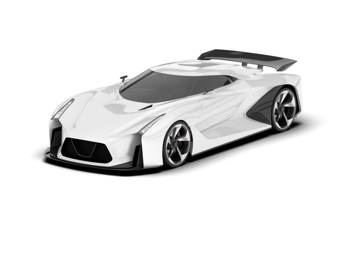 White sport car on transparent background. 3d rendering - illustration png