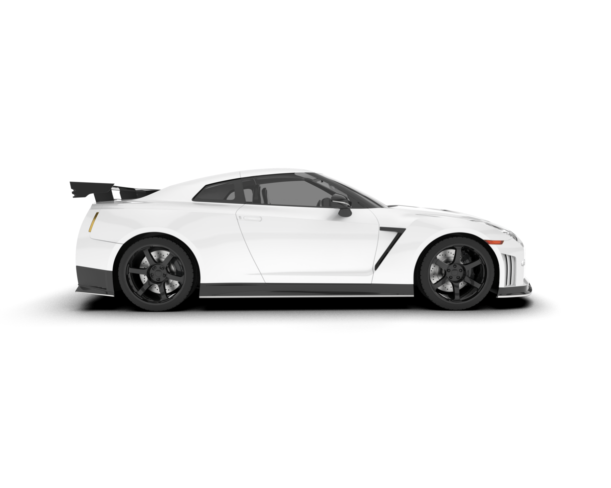 White sport car on transparent background. 3d rendering - illustration png