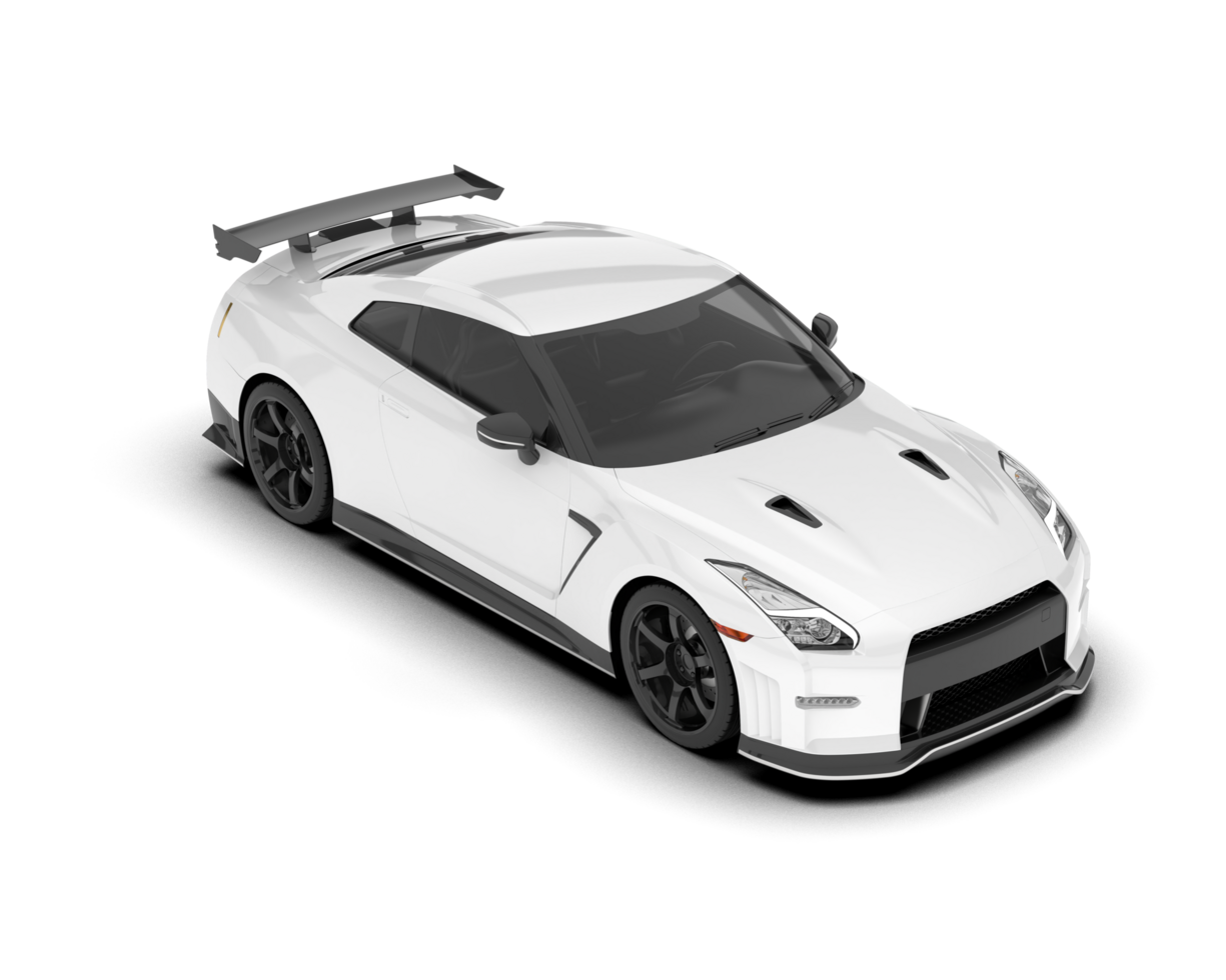 White sport car on transparent background. 3d rendering - illustration png