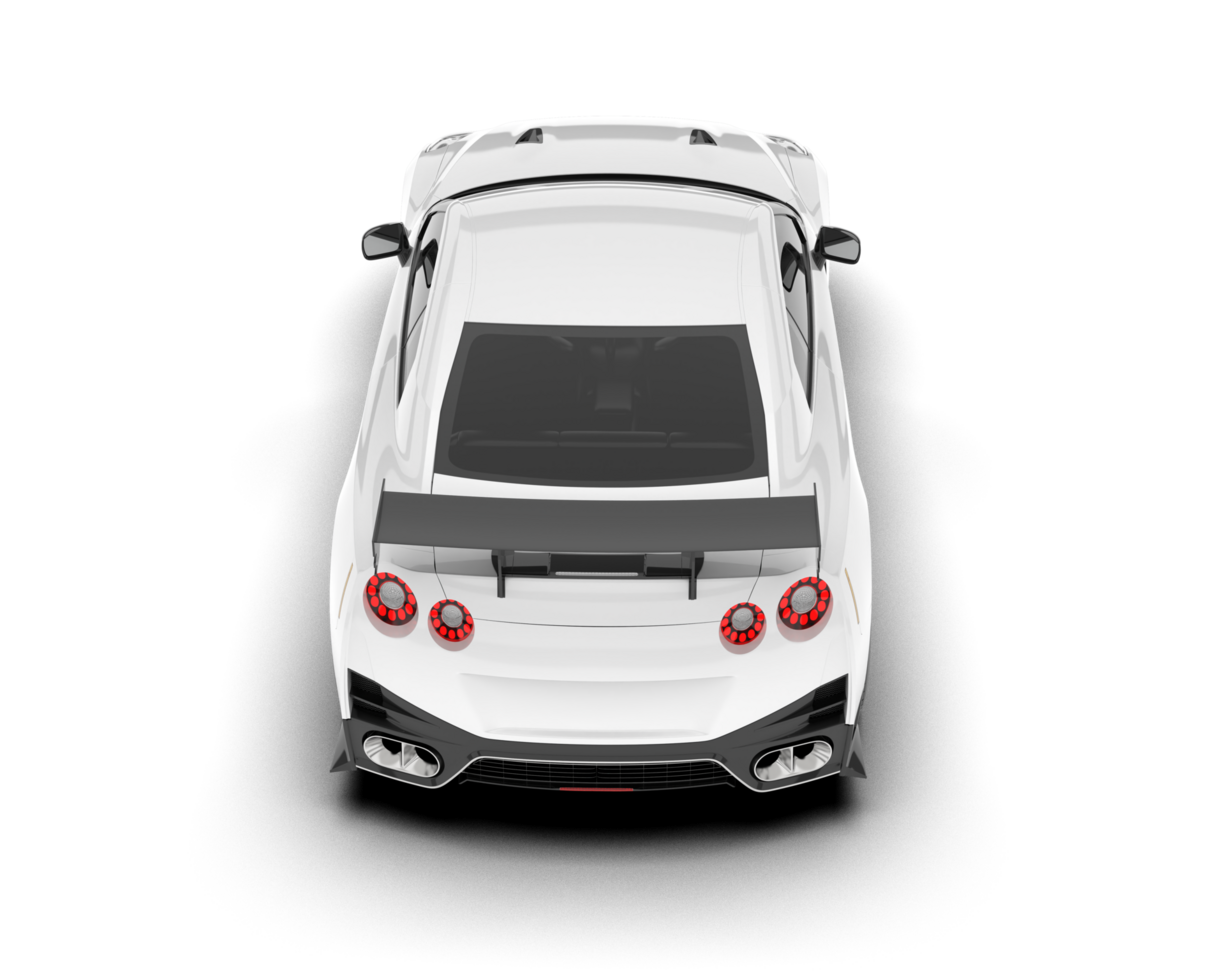 White sport car on transparent background. 3d rendering - illustration png