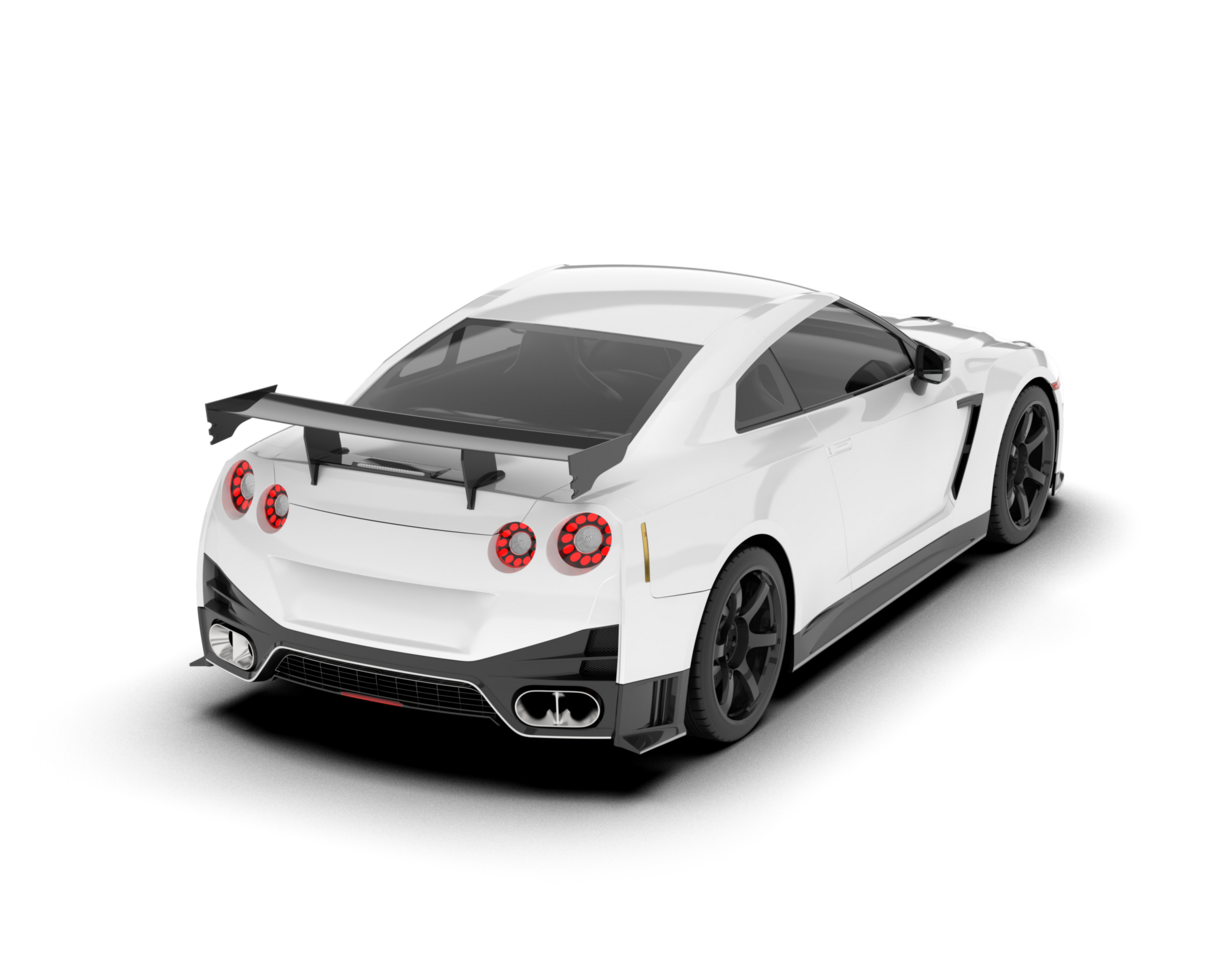 White sport car on transparent background. 3d rendering - illustration png