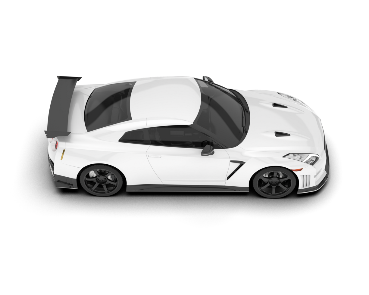 White sport car on transparent background. 3d rendering - illustration png