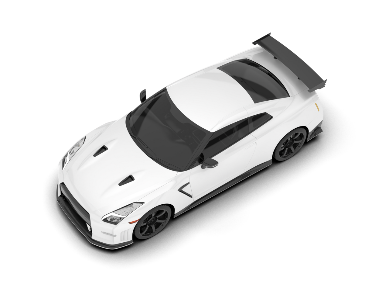 White sport car on transparent background. 3d rendering - illustration png