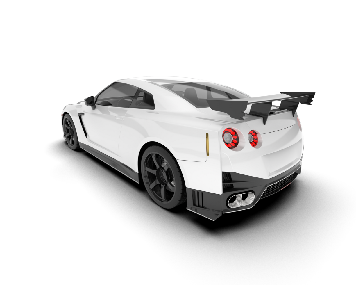White sport car on transparent background. 3d rendering - illustration png