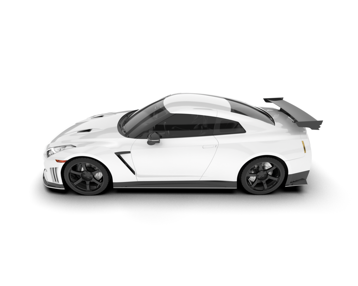 White sport car on transparent background. 3d rendering - illustration png