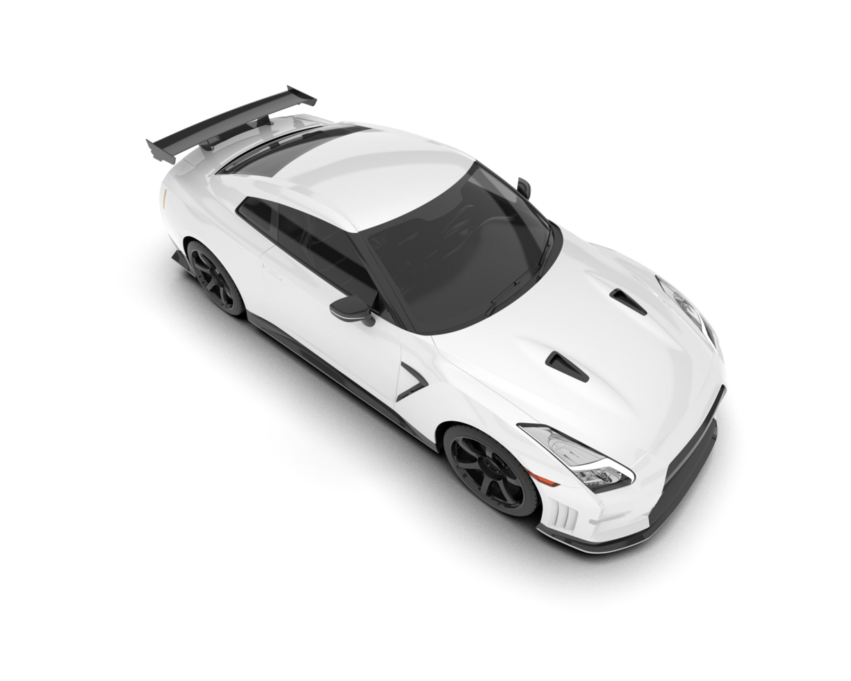 White sport car on transparent background. 3d rendering - illustration png