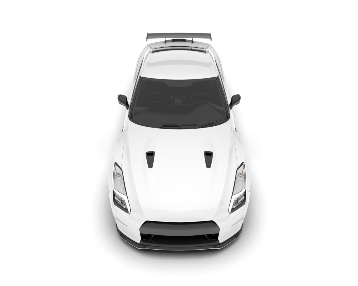 White sport car on transparent background. 3d rendering - illustration png