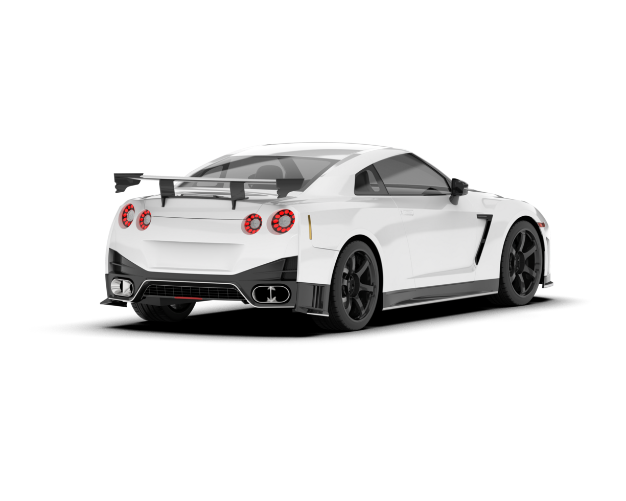 White sport car on transparent background. 3d rendering - illustration png