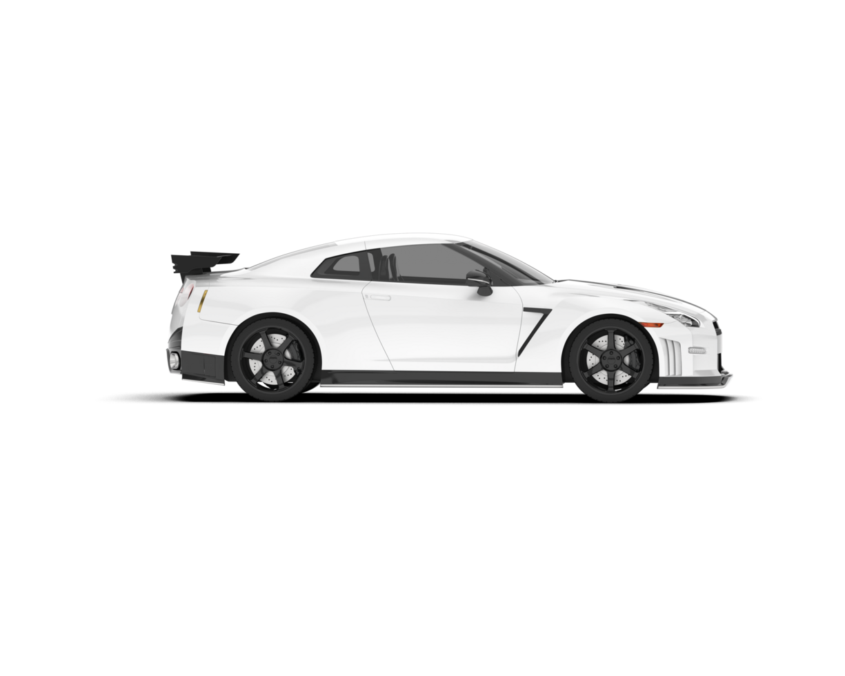 White sport car on transparent background. 3d rendering - illustration png